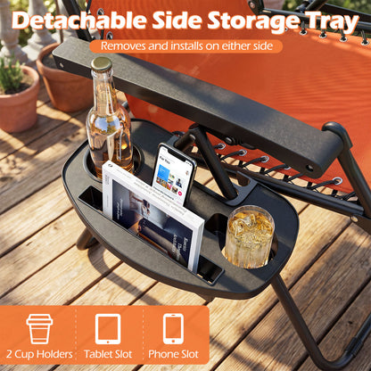 Portable Zero Gravity Chairs with Cup Holder Trays and Backrest Set of 2, Orange Beach & Lawn Chairs at Gallery Canada