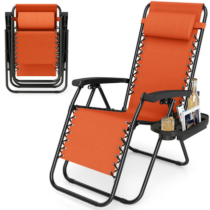 Portable Zero Gravity Chairs with Cup Holder Trays and Backrest, Orange Beach & Lawn Chairs at Gallery Canada