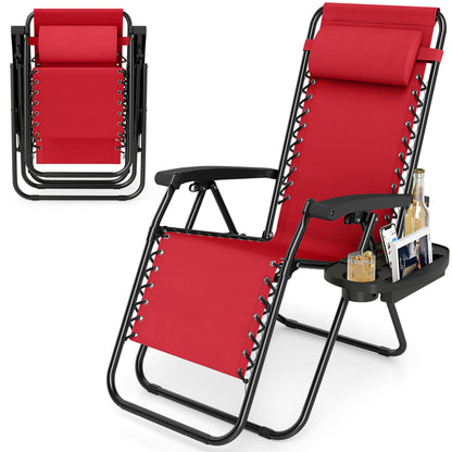 Portable Zero Gravity Chairs with Cup Holder Trays and Backrest, Red Beach & Lawn Chairs at Gallery Canada