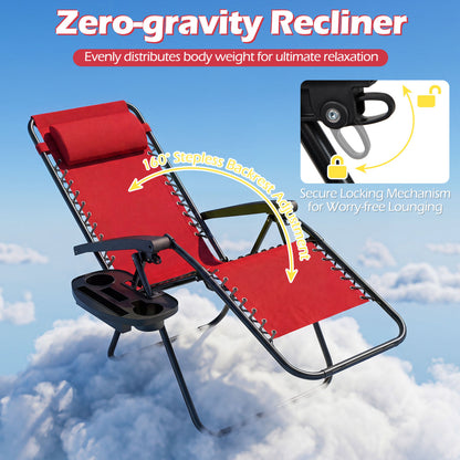 Portable Zero Gravity Chairs with Cup Holder Trays and Backrest, Red Beach & Lawn Chairs at Gallery Canada