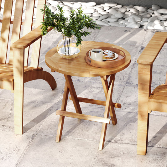 Portable Outdoor End Table, X-Shaped Legs, Slatted Top, Natural Patio Coffee Tables Natural at Gallery Canada