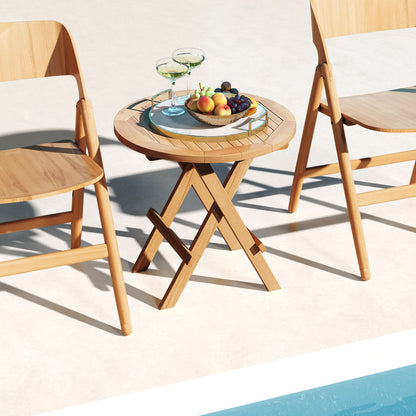 Portable Outdoor End Table, X-Shaped Legs, Slatted Top, Natural Patio Coffee Tables at Gallery Canada