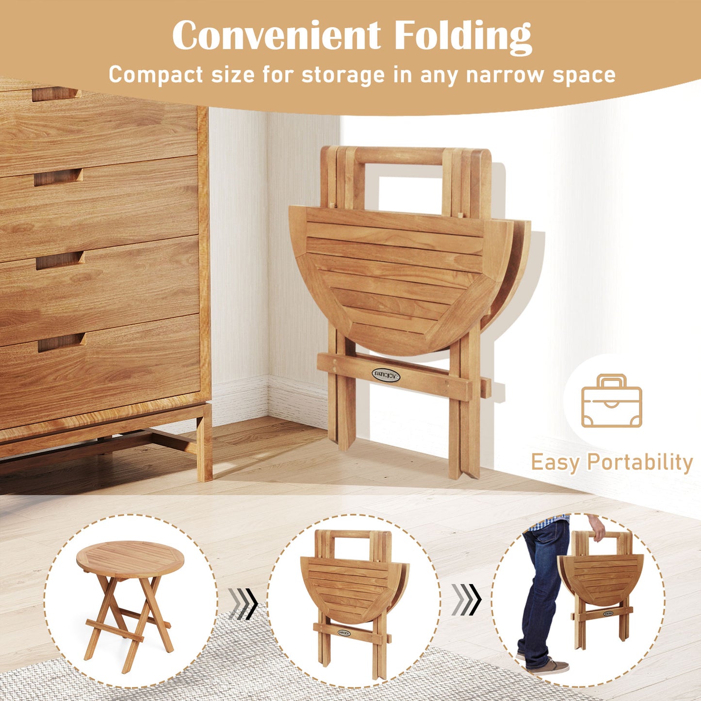 Portable Outdoor End Table, X-Shaped Legs, Slatted Top, Natural Patio Coffee Tables at Gallery Canada