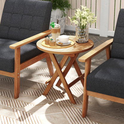 Portable Outdoor End Table, X-Shaped Legs, Slatted Top, Natural Patio Coffee Tables at Gallery Canada