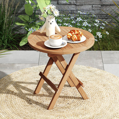 Portable Outdoor End Table, X-Shaped Legs, Slatted Top, Natural Patio Coffee Tables at Gallery Canada