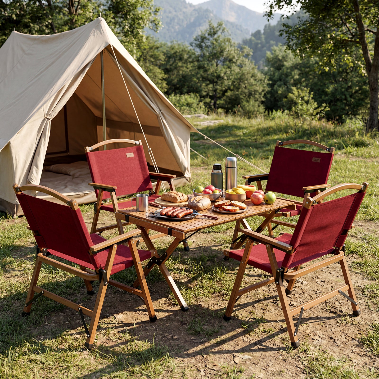 Portable Folding Camping Chair, Red Camping Furniture at Gallery Canada