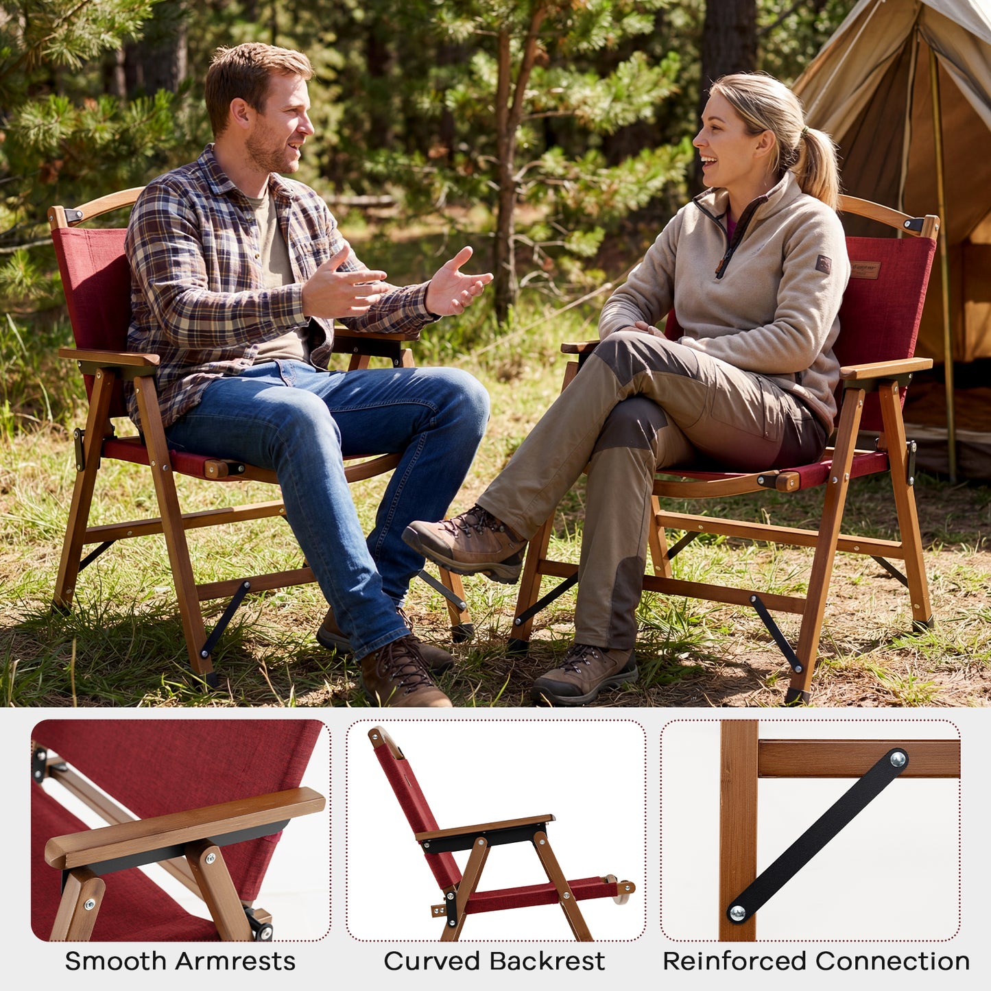 Portable Folding Camping Chair, Red Camping Furniture at Gallery Canada