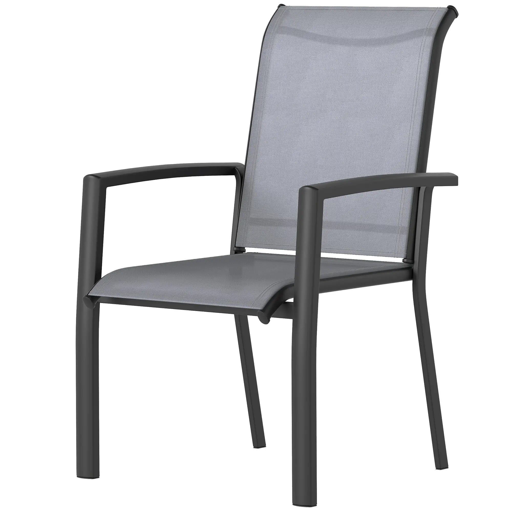 Stackable Patio Chairs Set Of 4, Outdoor Dining Chairs, Grey Outdoor Dining Sets Grey, Black at Gallery Canada