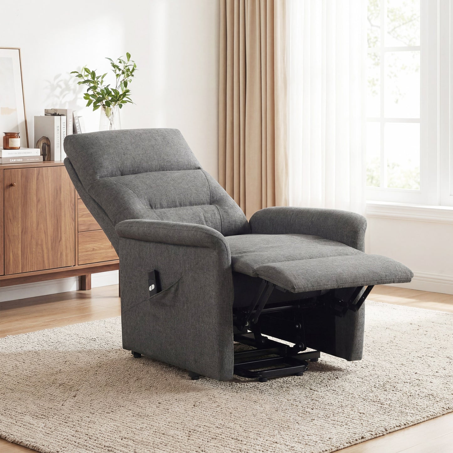 Power Lift Recliner Chair With Remote Control, Gray Recliners at Gallery Canada