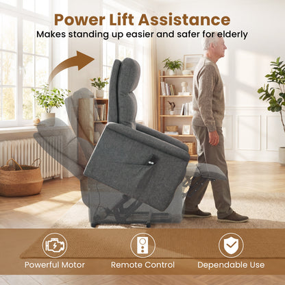 Power Lift Recliner Chair With Remote Control, Gray Recliners at Gallery Canada