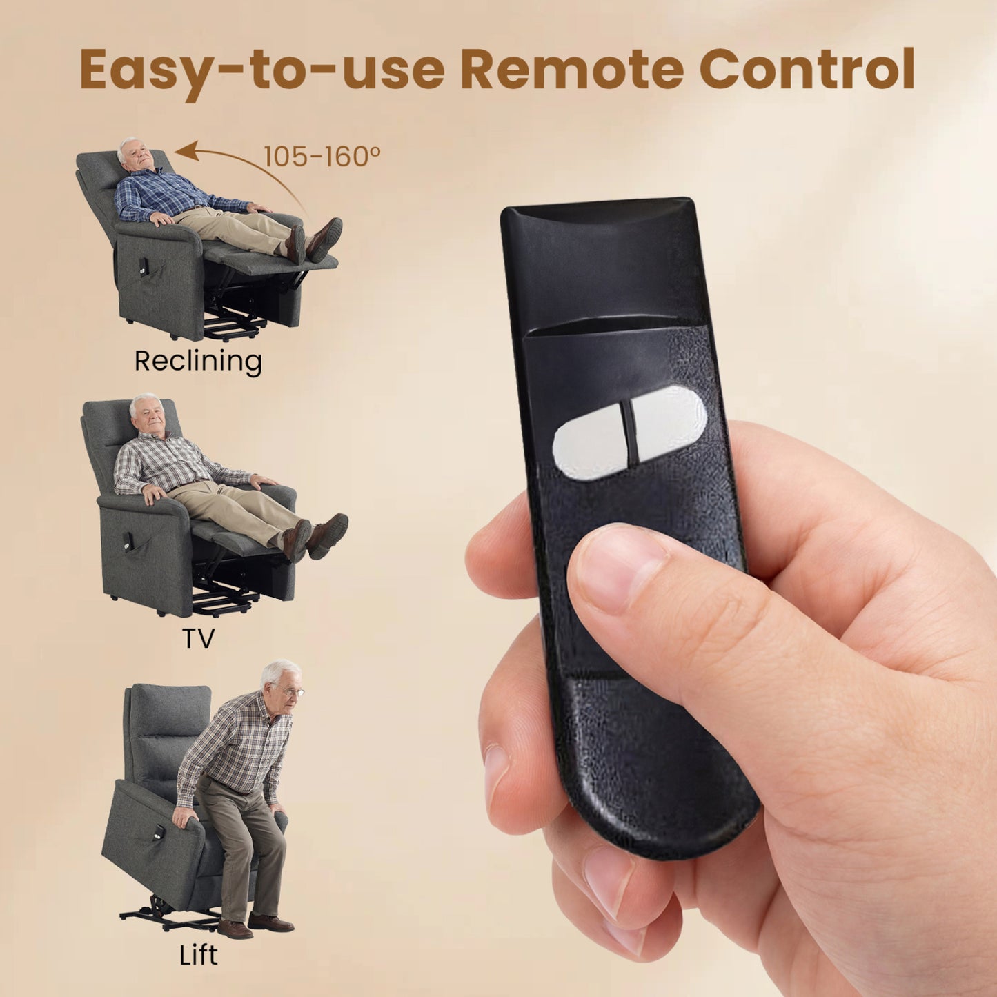 Power Lift Recliner Chair With Remote Control, Gray Recliners at Gallery Canada
