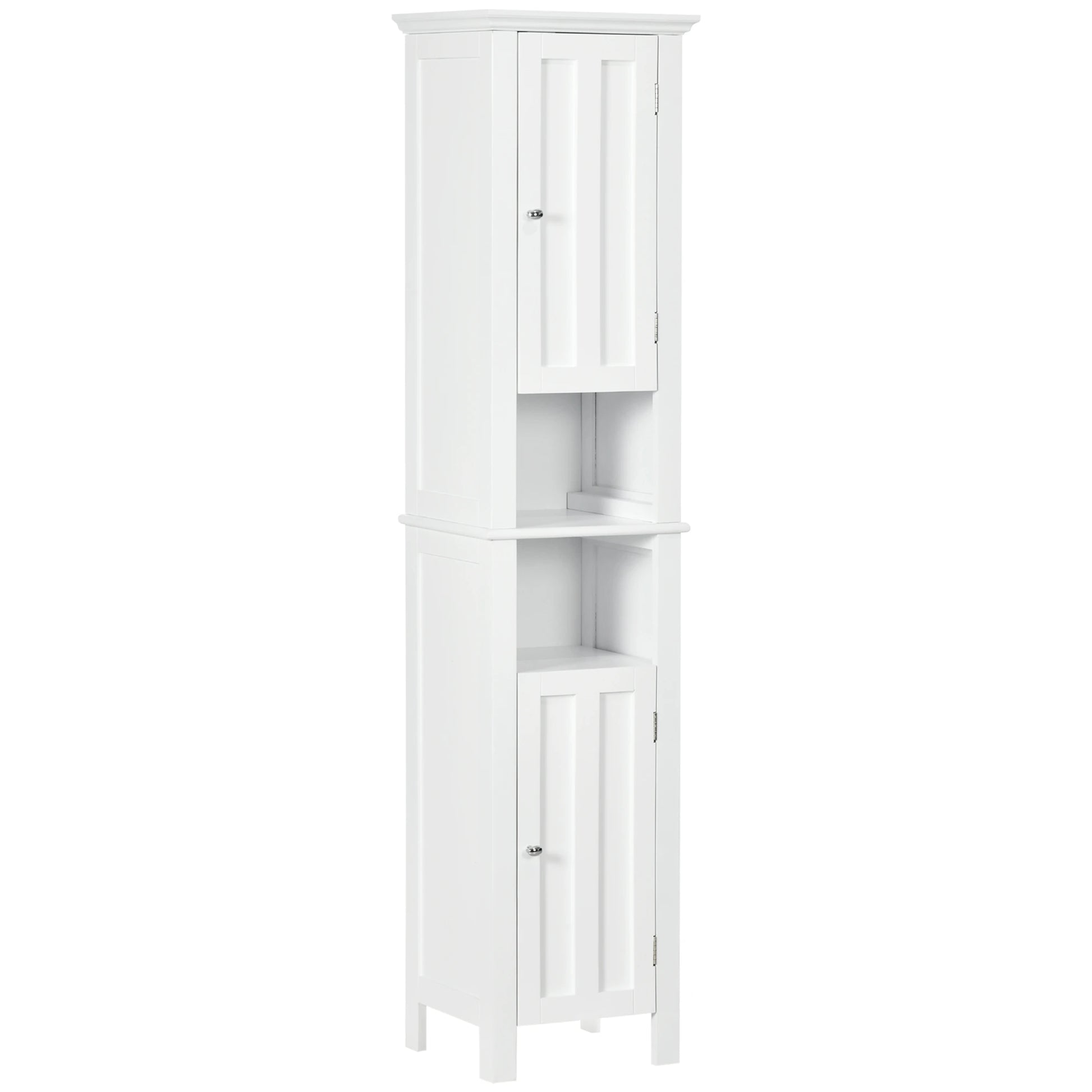 Freestanding Bathroom Cabinet, Open Shelves, 13.8" x 11.8" x 62.4", White Bathroom Cabinets White at Gallery Canada