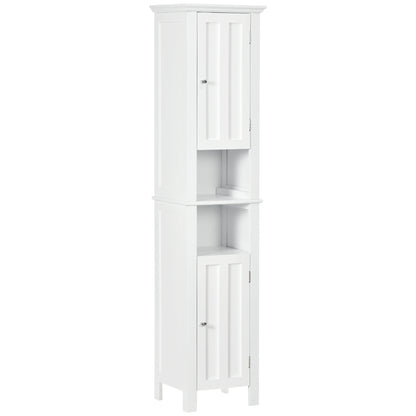 Freestanding Bathroom Cabinet, Open Shelves, 13.8" x 11.8" x 62.4", White Bathroom Cabinets White at Gallery Canada