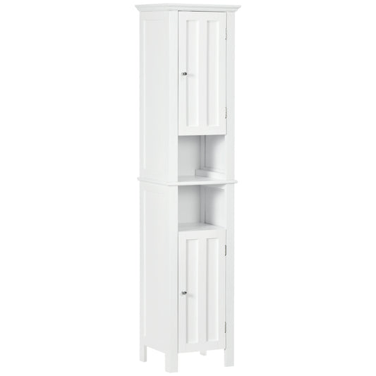 Freestanding Bathroom Cabinet, Open Shelves, 13.8" x 11.8" x 62.4", White Bathroom Cabinets White at Gallery Canada