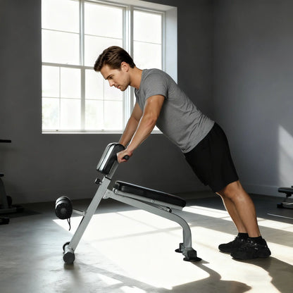 Hyperextension Bench, Height Adjustable, 38" x 26.8" x 27.2-43.3", Silver Tone Strength Training Equipment at Gallery Canada