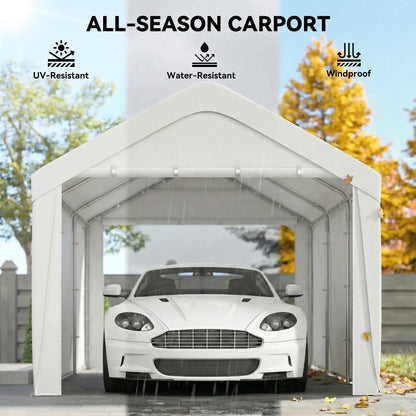 10 x 20 ft Portable Garage, 2 Roll-Up Doors, Removable Sidewalls, White Car Shelters at Gallery Canada