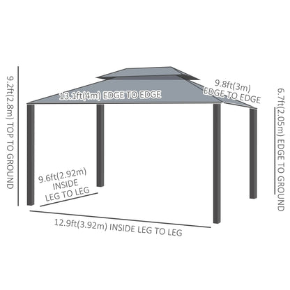 10'x13' Soft-Top Patio Gazebo, Double-Tiered, Steel, Grey Gazebos at Gallery Canada