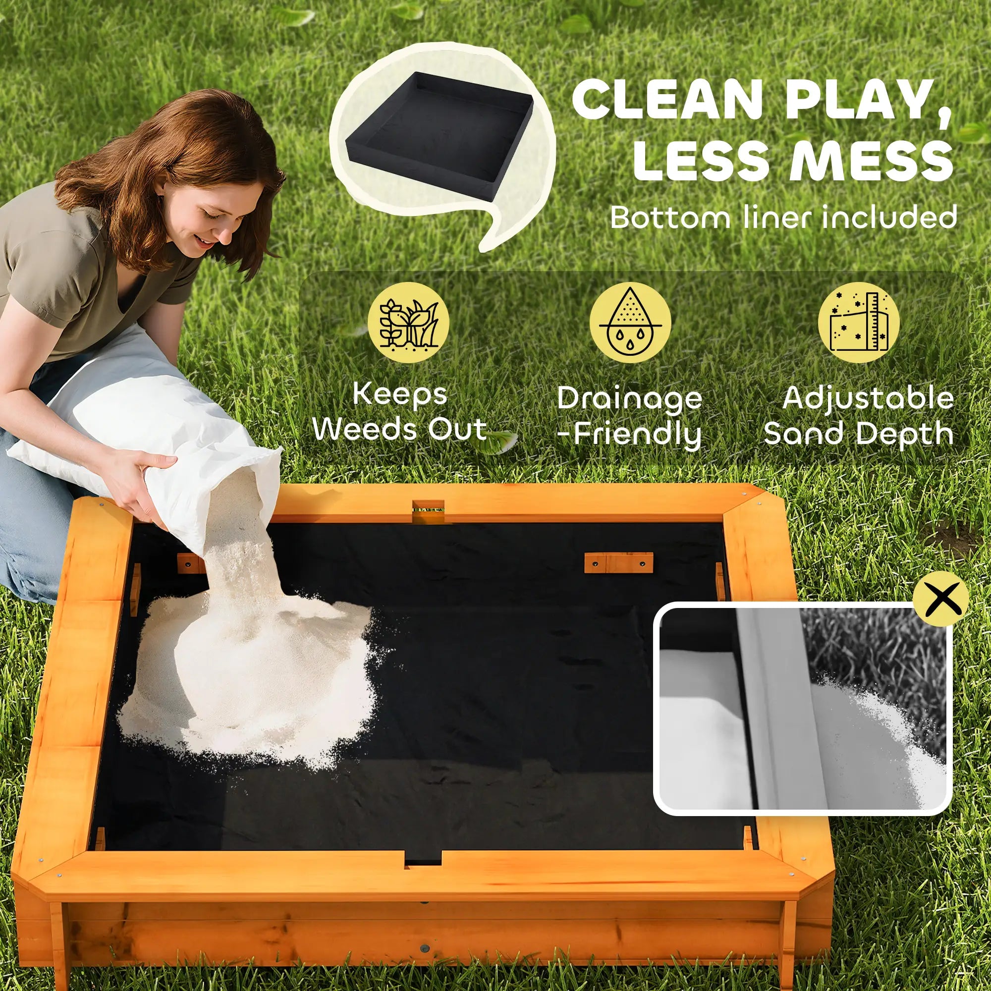 Wooden Kids Sandbox with Cover, Foldable Bench Seats, Adjustable Canopy, Red Sandboxes & Accessories at Gallery Canada