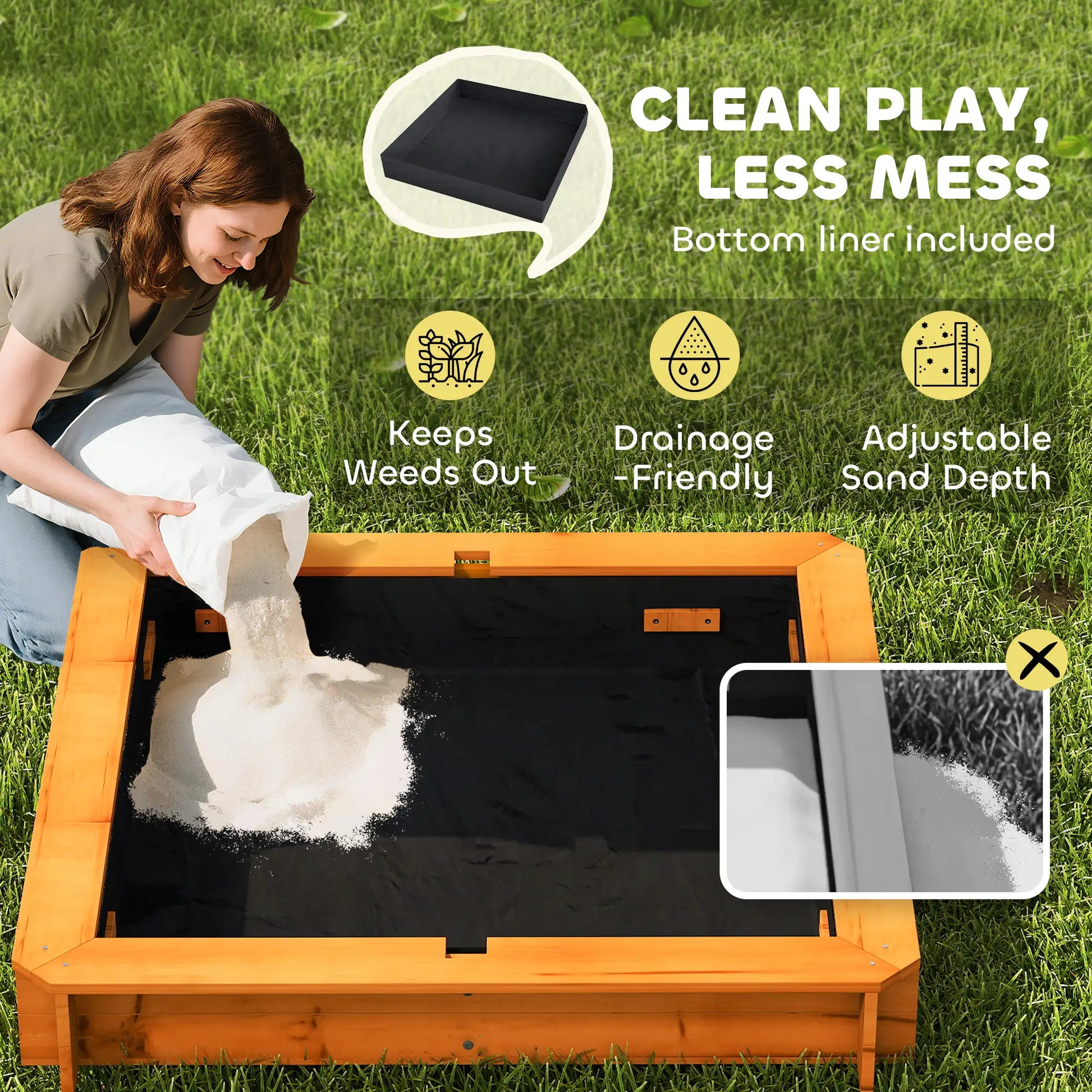 Wooden Kids Sandbox with Cover, Foldable Bench Seats, Adjustable Canopy, Red Sandboxes & Accessories at Gallery Canada