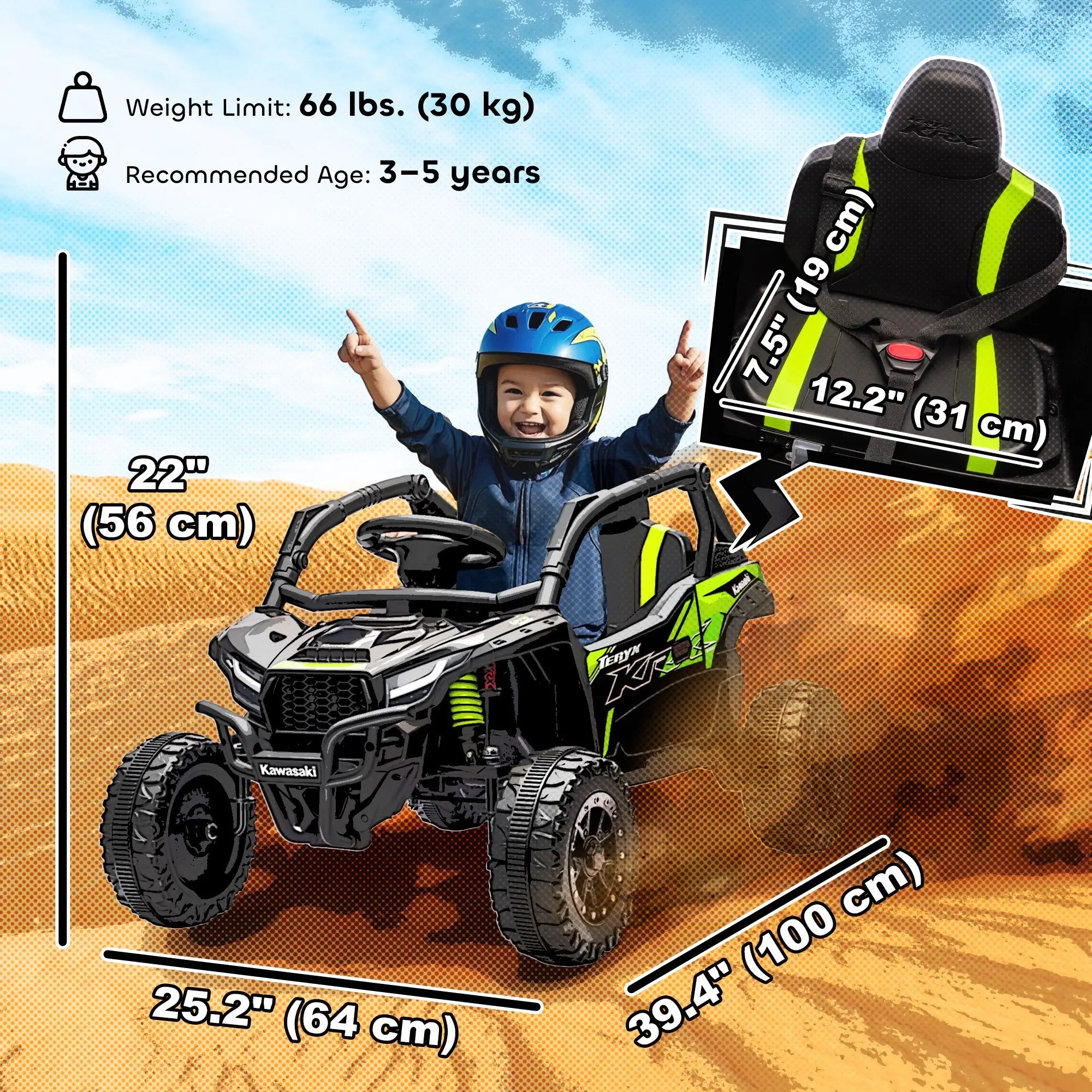 12V Ride On Truck, KAWASAKI TERYX KRX 2WD Kids Electric Car, Black Electric Toy Cars at Gallery Canada