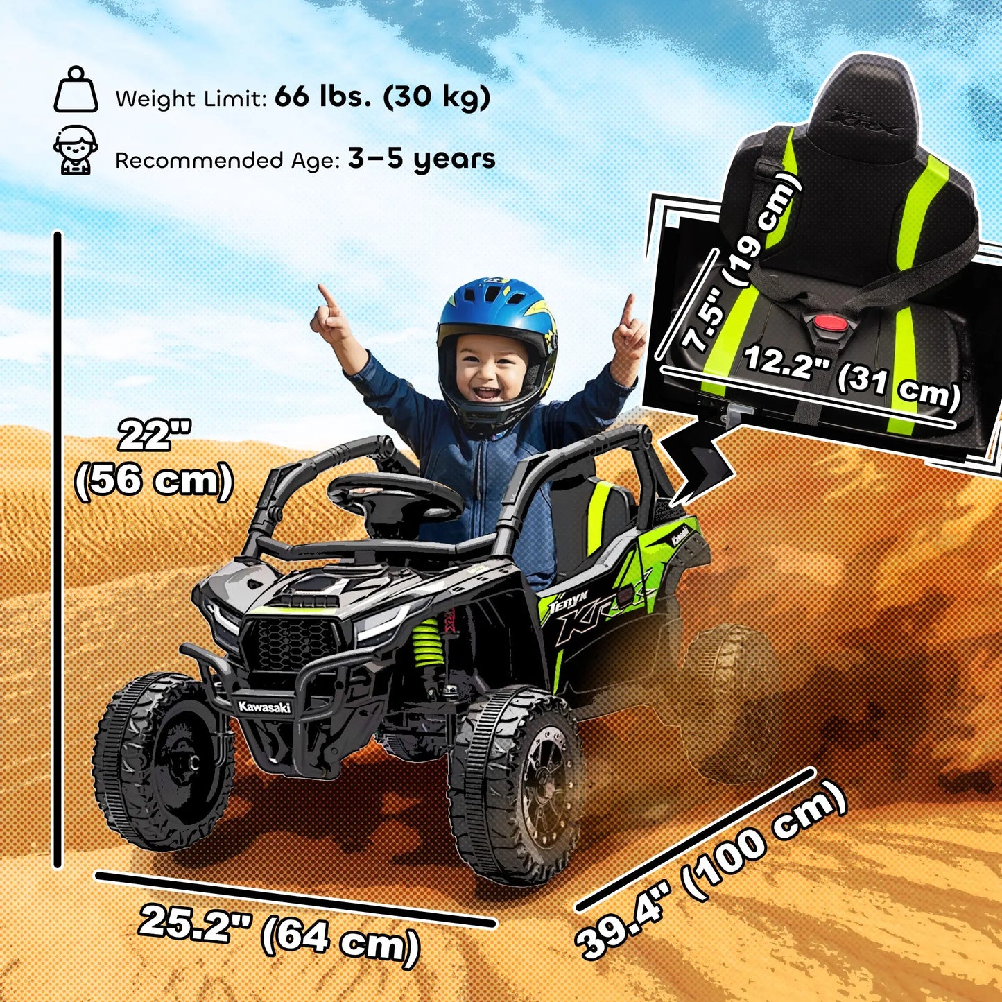 12V Ride On Truck, KAWASAKI TERYX KRX 2WD Kids Electric Car, Black Electric Toy Cars at Gallery Canada