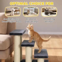 Cat Trees 3 Tier Pet Stairs, Dog Cat Steps Scratching Post, Dark Grey