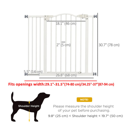 Extra Tall Dog Gate With Door, Pressure Fit, Auto Close, 29"-37", White Pet Gates at Gallery Canada