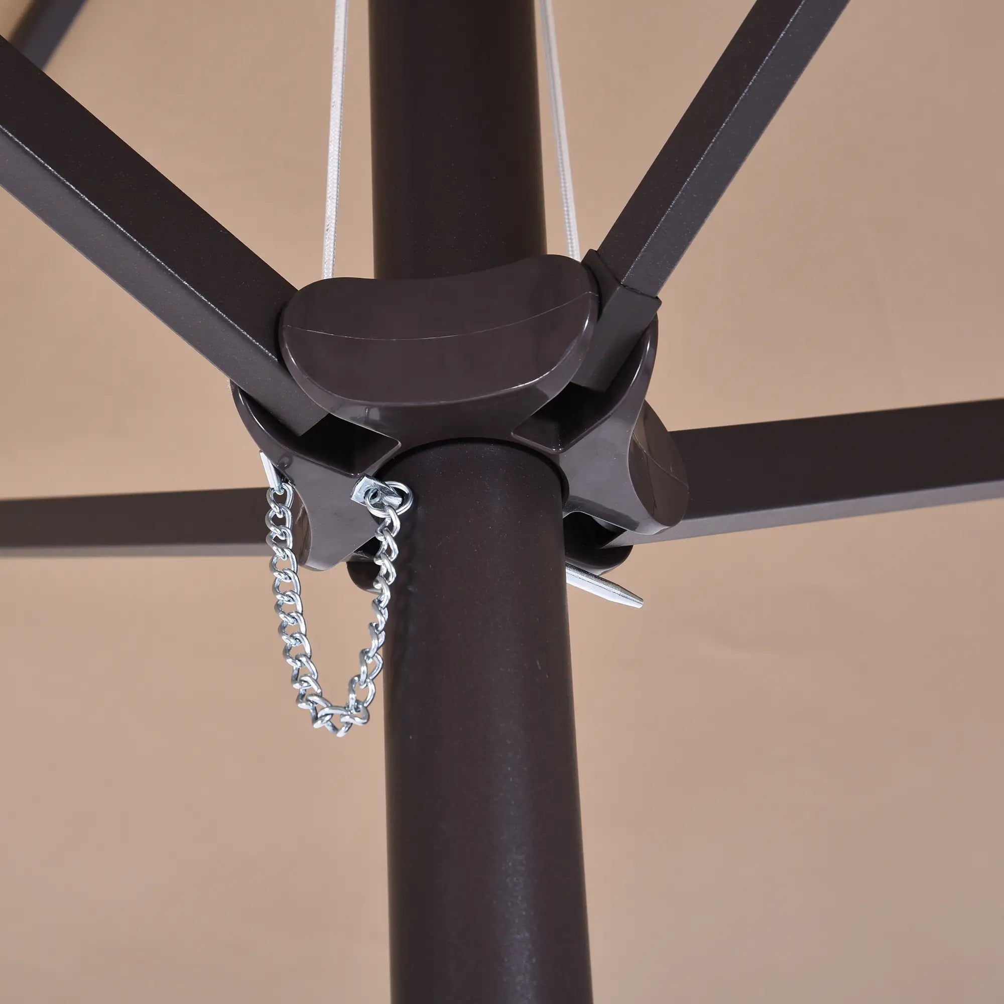 15' Outdoor Patio Umbrella, Twin Canopy Sunshade, Steel Table, Lift Crank, Tan Sun Umbrellas at Gallery Canada