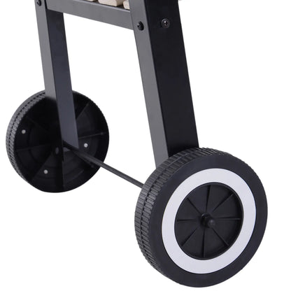 Charcoal BBQ Grill With Side Trays, Storage Shelf, Wheels