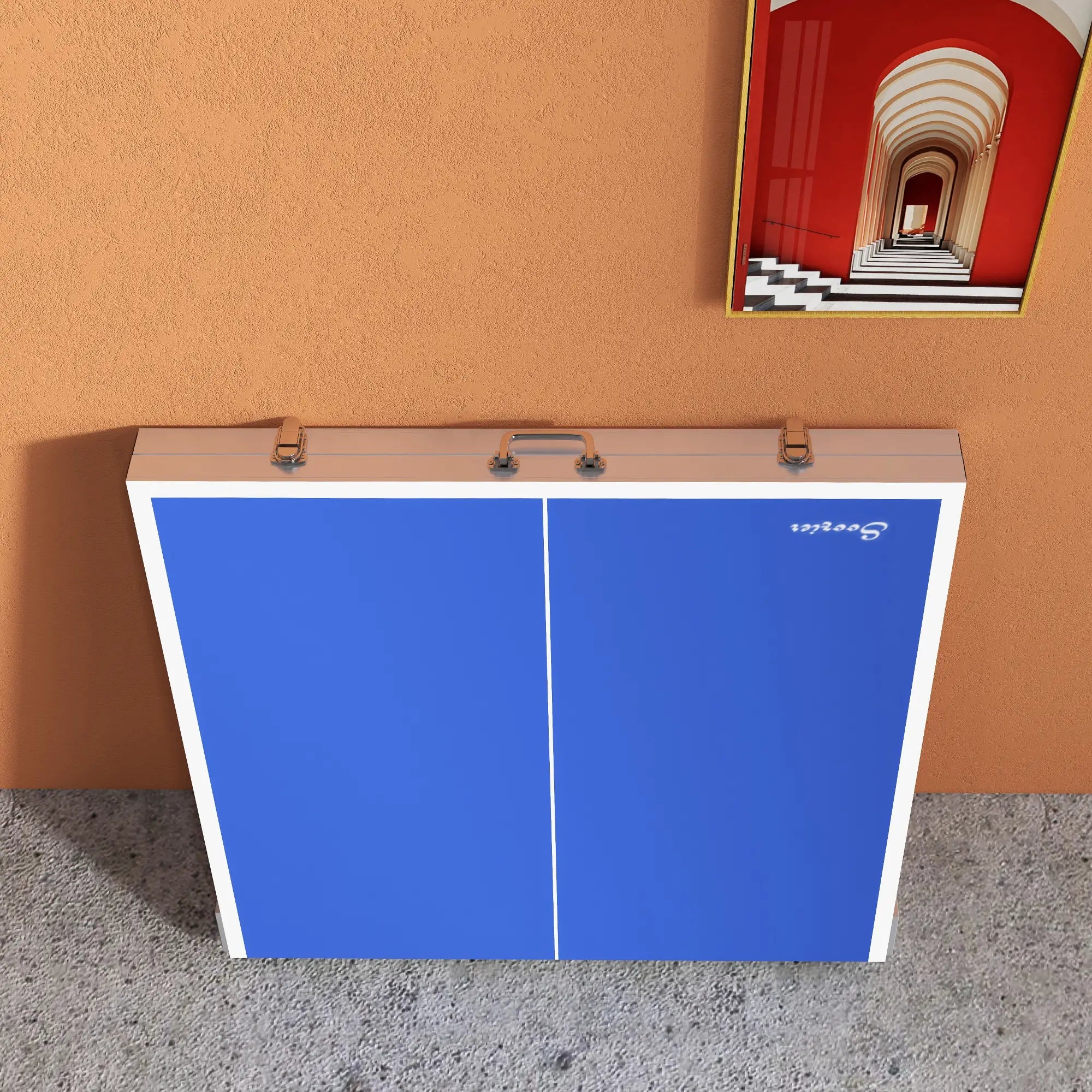 Portable Ping Pong Table Set, Table Tennis w/ Net, 2 Paddles, 3 Balls, Blue Game Tables at Gallery Canada