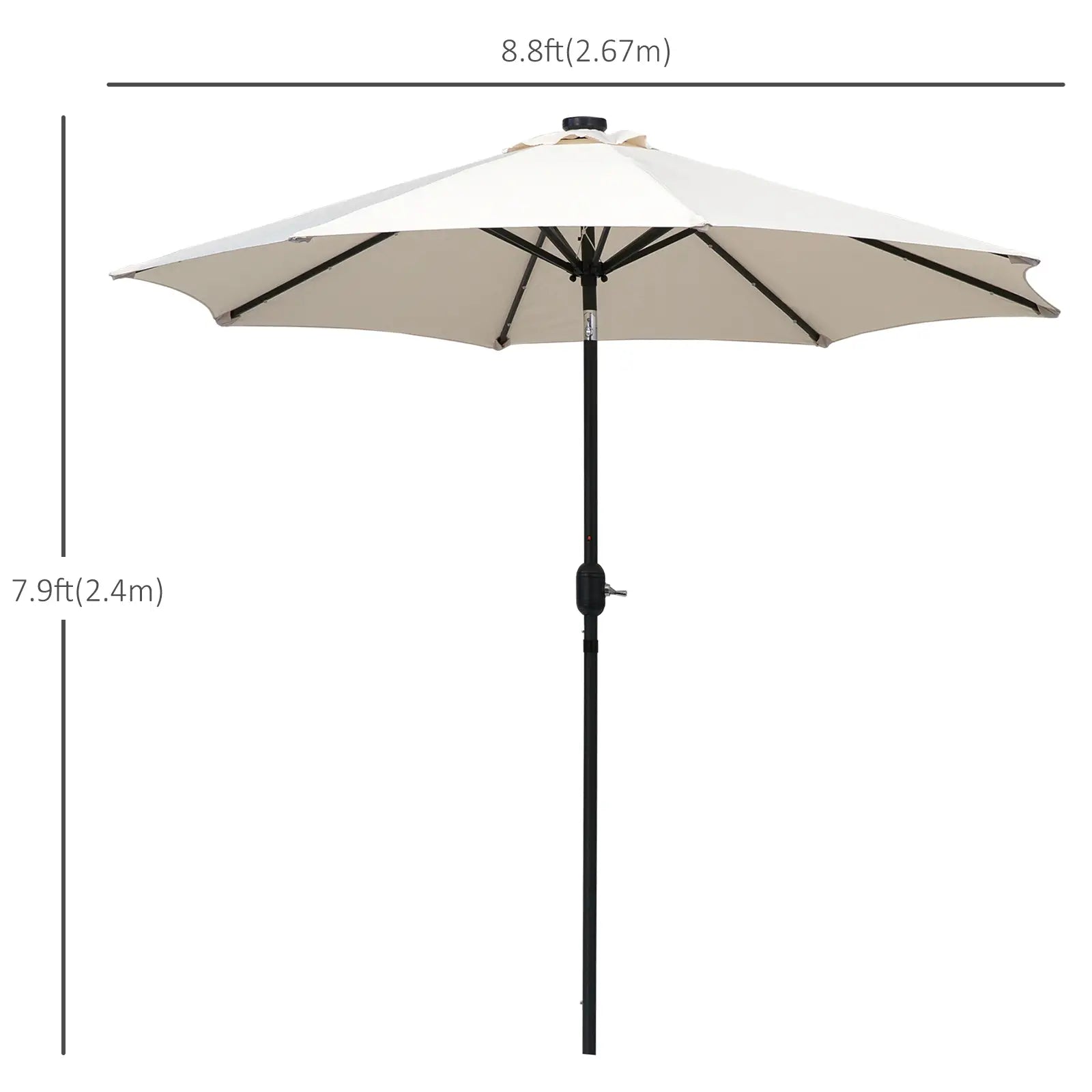 8.8ft Solar Patio Umbrella, 24 LED Lights, Tilt Canopy, Cream Sun Umbrellas at Gallery Canada