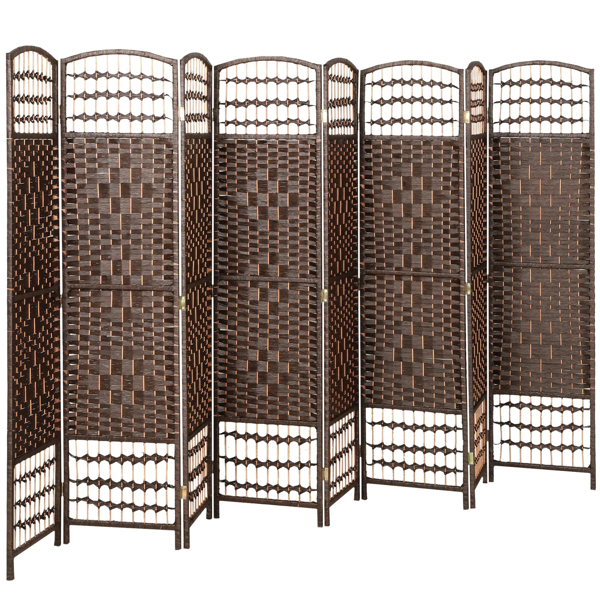 8 Panel Folding Room Divider, Portable Privacy Screen, Brown Room Dividers at Gallery Canada