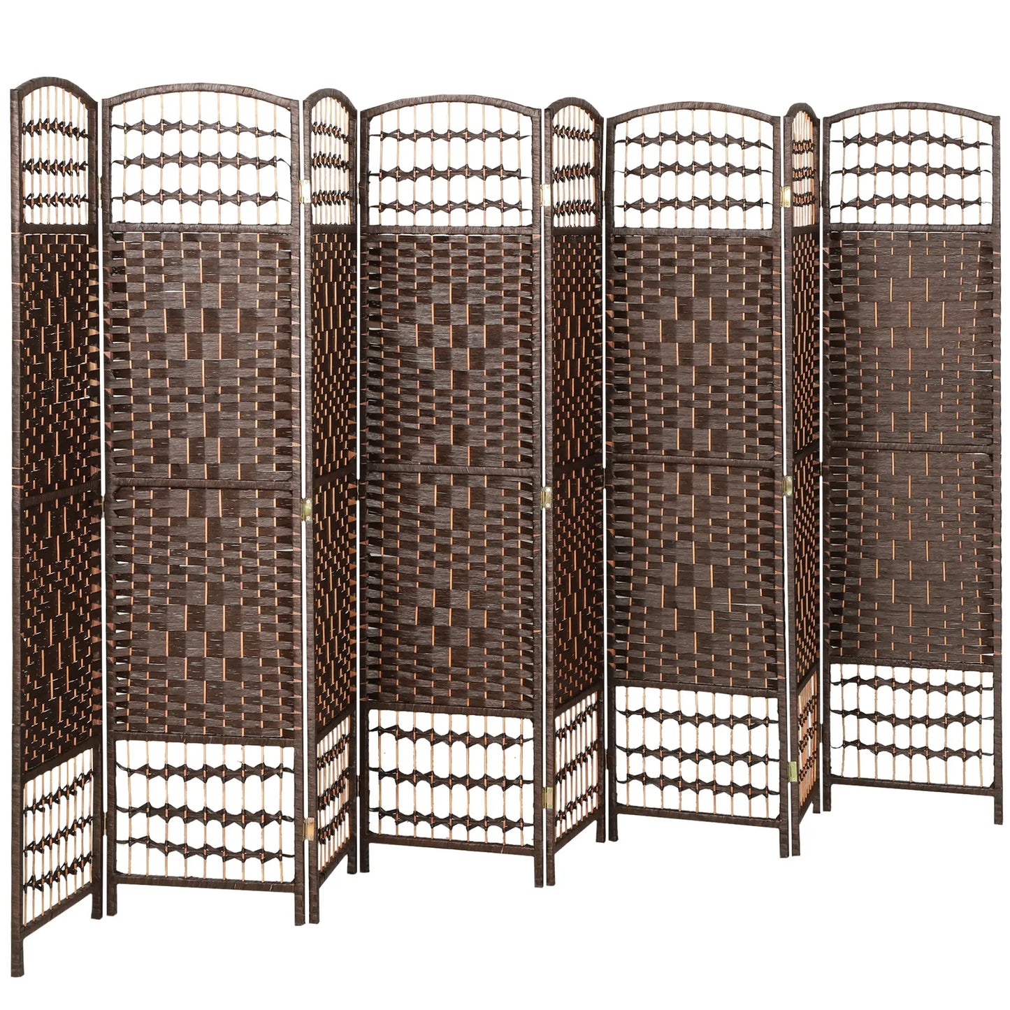 8 Panel Folding Room Divider, Portable Privacy Screen, Brown Room Dividers at Gallery Canada