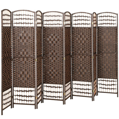 8 Panel Folding Room Divider, Portable Privacy Screen, Brown Room Dividers at Gallery Canada