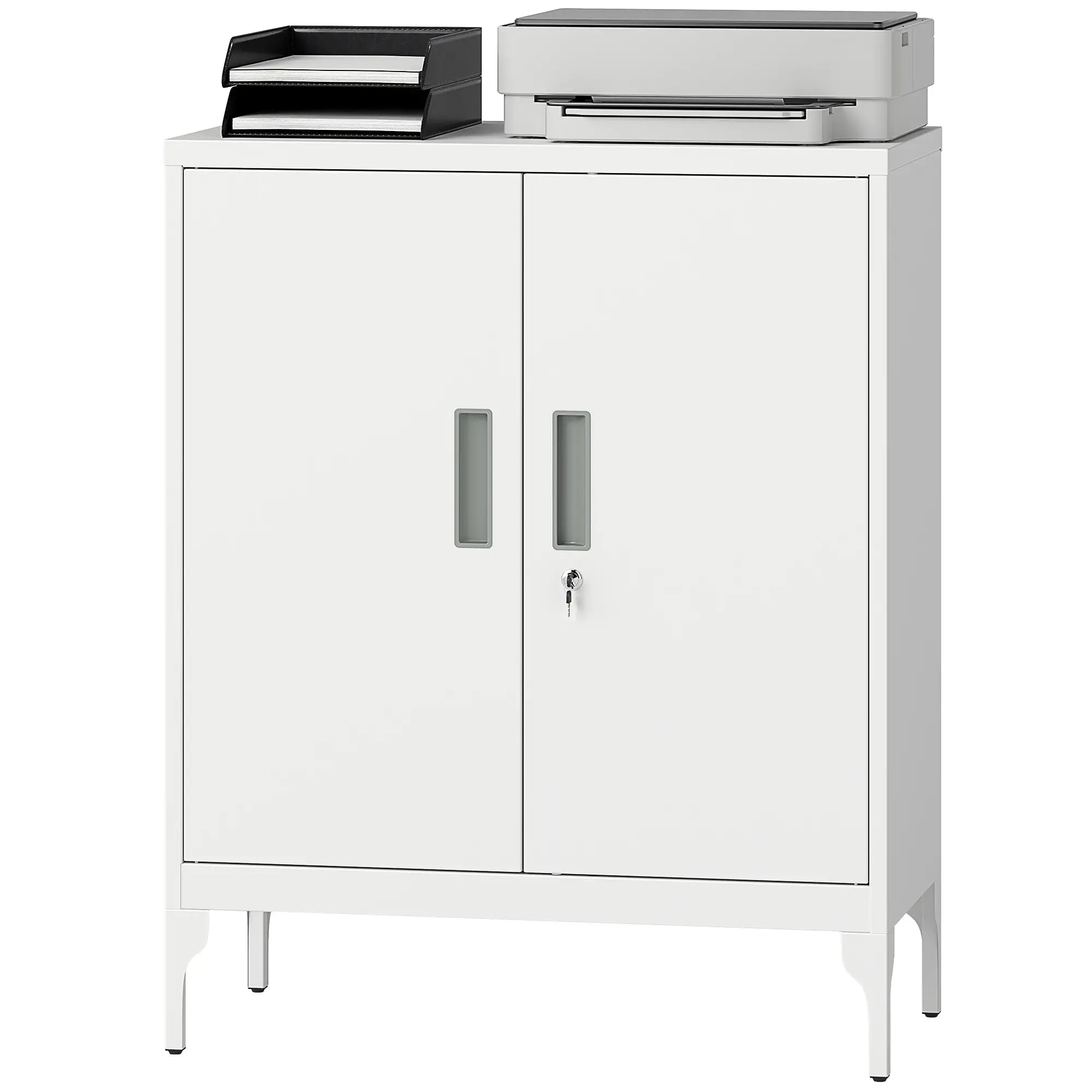 Office Storage Cabinet with Lock, Adjustable Shelves, White Office Cabinets & Cupboards White at Gallery Canada