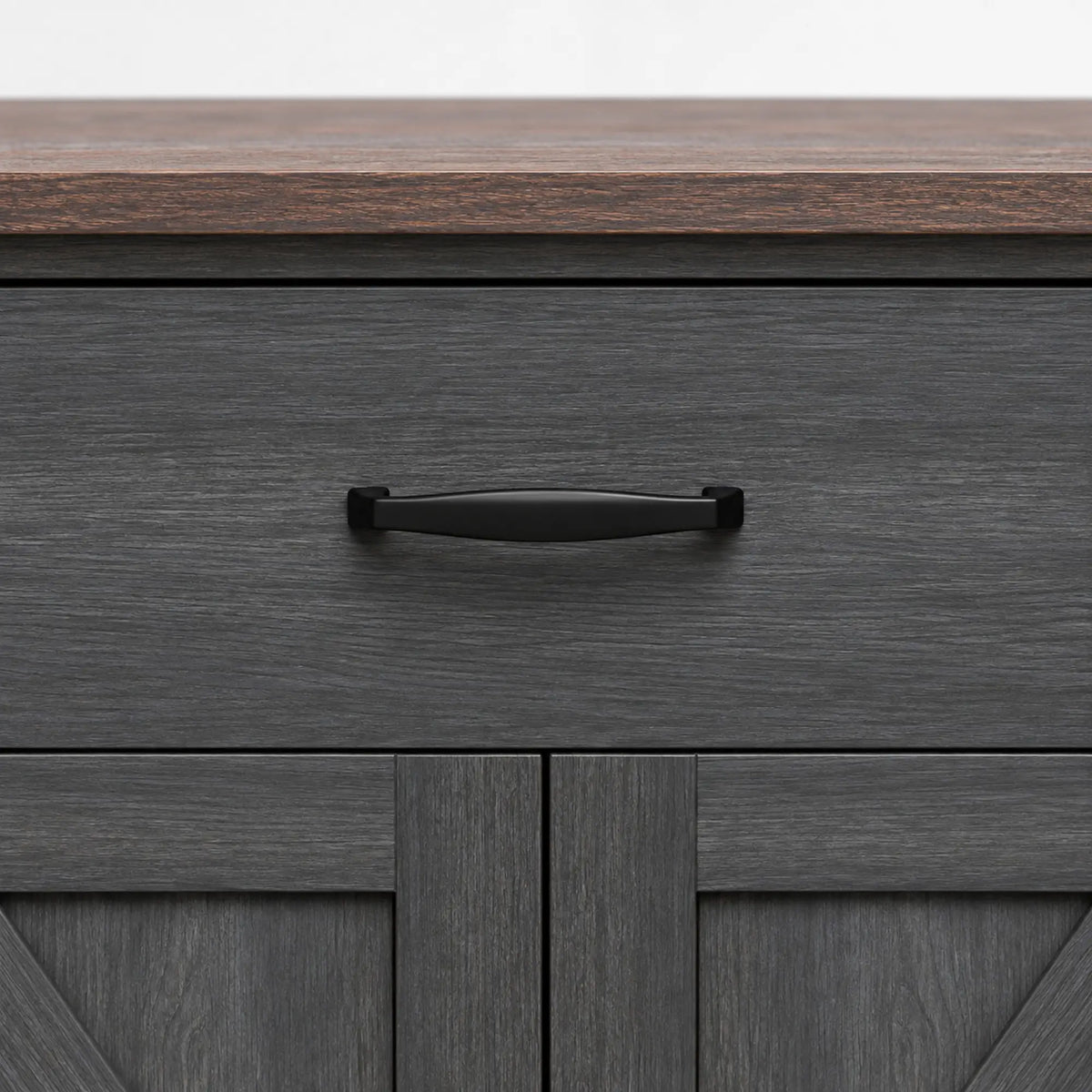 30" Farmhouse Sideboard, Black Buffet Cabinet, Barn Doors, Drawer, Black Storage Cabinets at Gallery Canada