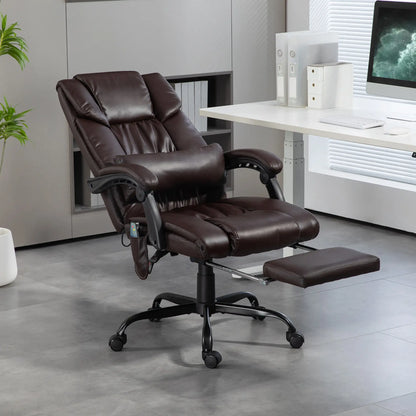 6-Point Vibration Massage Chair, Height Adjustable, Reclining, Brown Executive & Manager Chairs at Gallery Canada