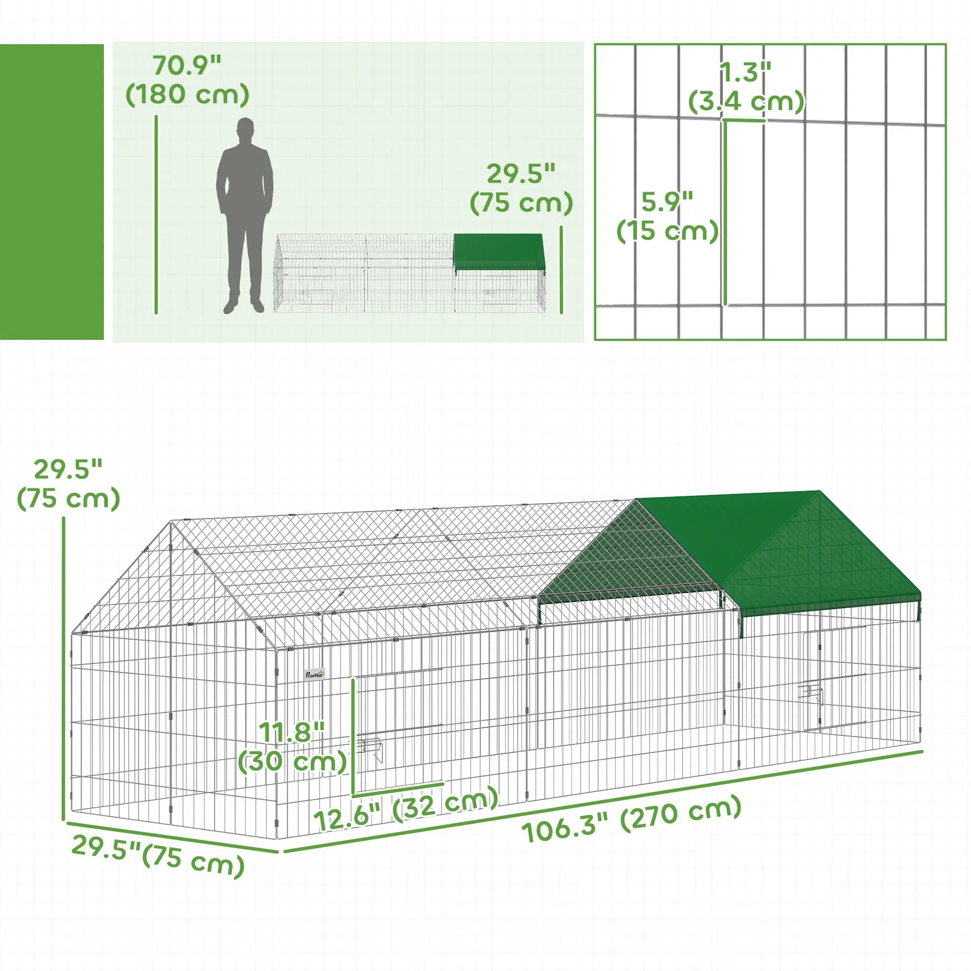Metal Chicken Coop, UV-Resistant Cover, 106
