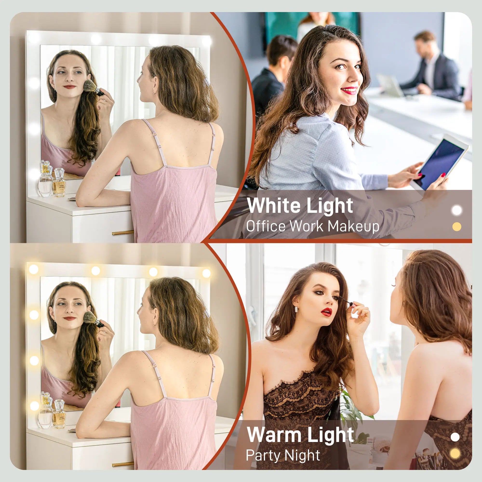 Makeup Vanity Desk Set with Stool, LED Mirror, Drawers, White Dressing & Vanity Tables at Gallery Canada