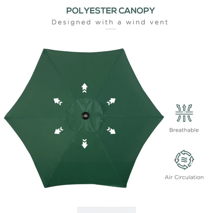 6.6FT Parapluie de Patio Extérieur, 6 Côtes Solides, Vert