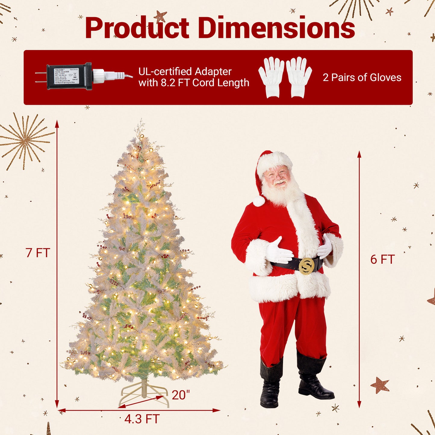 Pre-Lit Artificial Christmas Tree with Snow Flocked Branch Tips-M, White Christmas at Gallery Canada