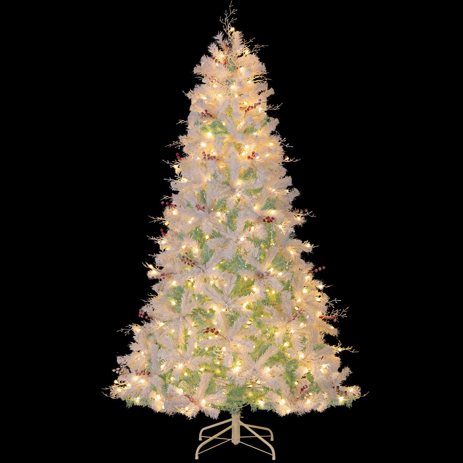 Pre-Lit Artificial Christmas Tree with Snow Flocked Branch Tips-M, White Christmas at Gallery Canada