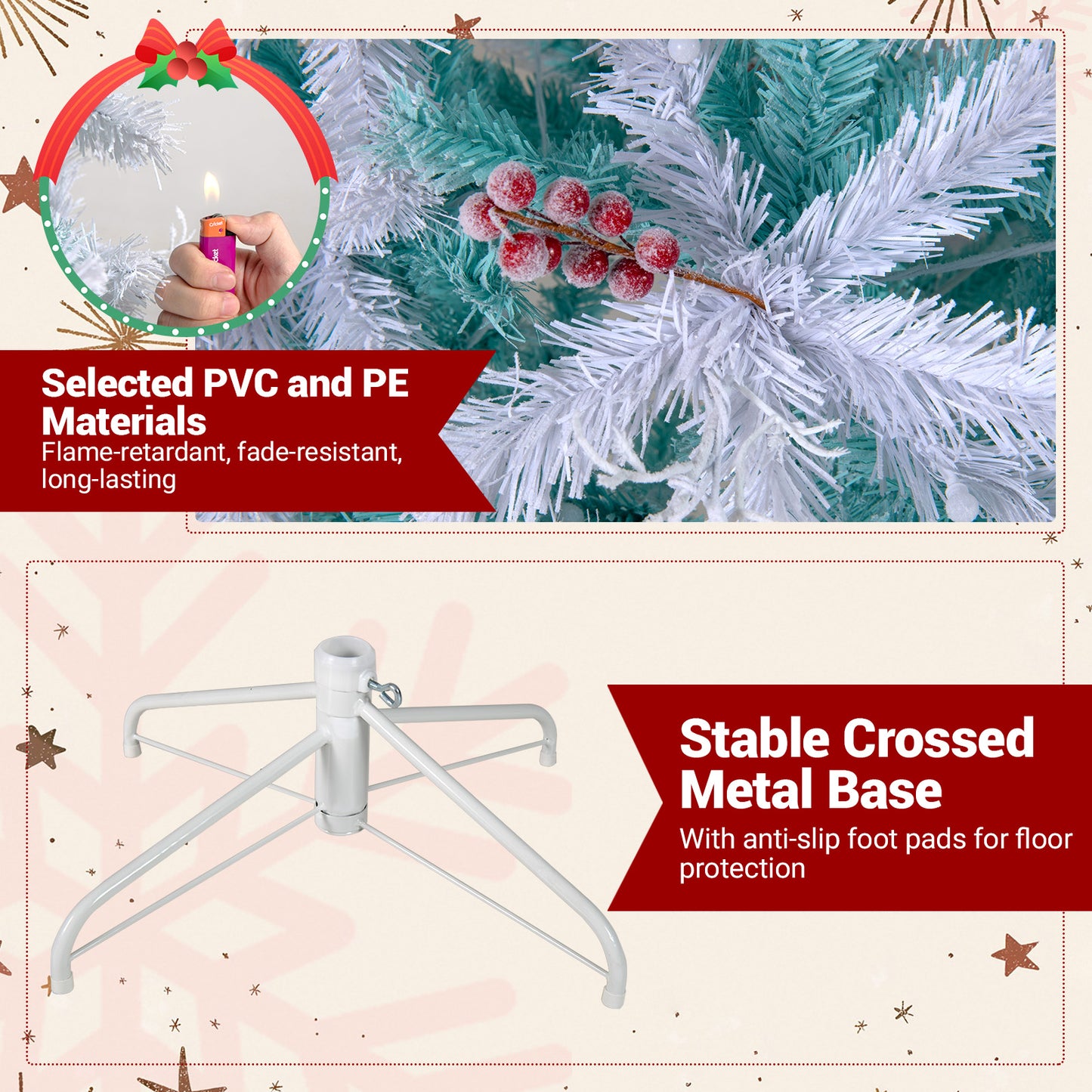 Pre-Lit Artificial Christmas Tree, Snow Flocked Branch Tips, M, White Christmas at Gallery Canada