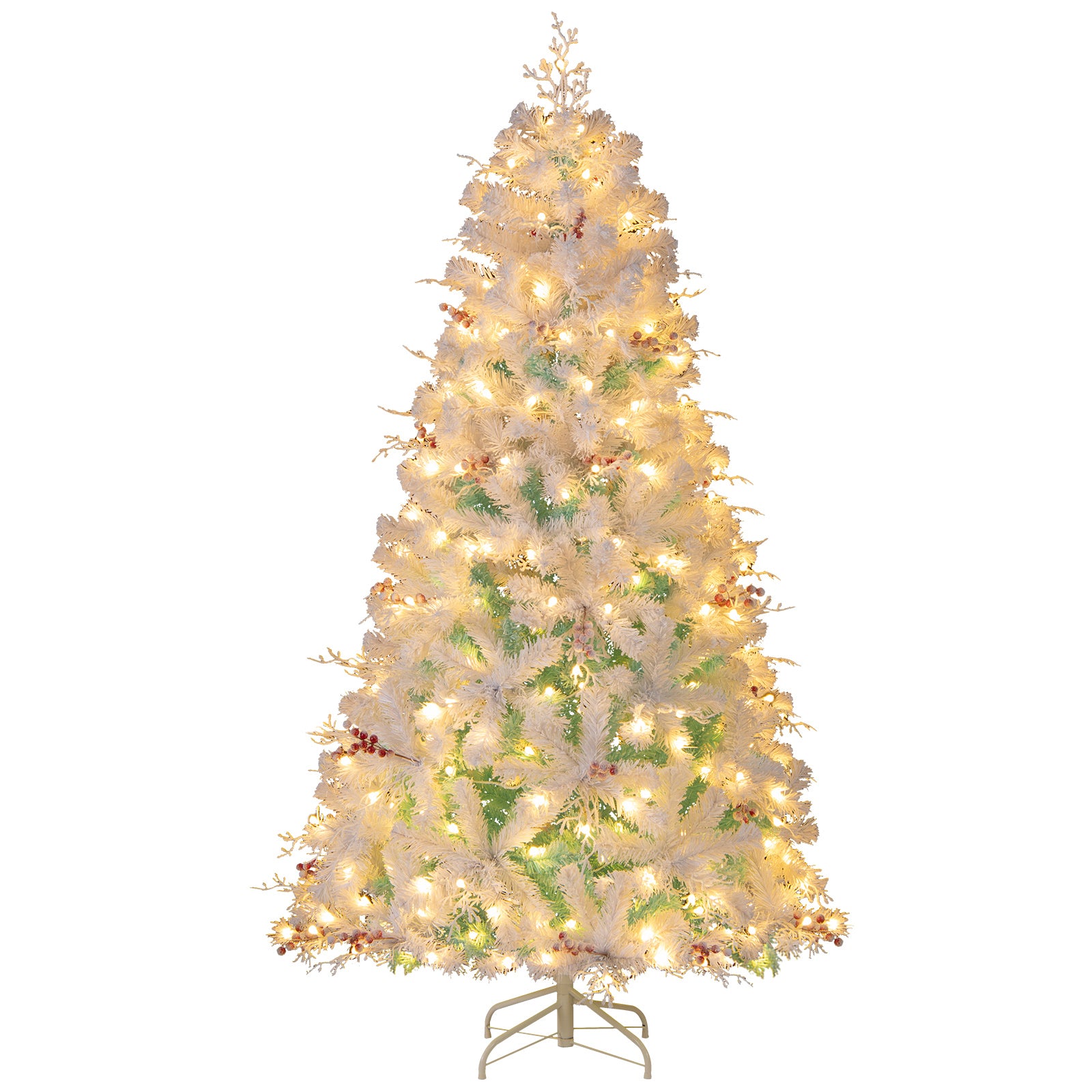Pre-Lit Artificial Christmas Tree with Snow Flocked Branch Tips-S, White Christmas White at Gallery Canada
