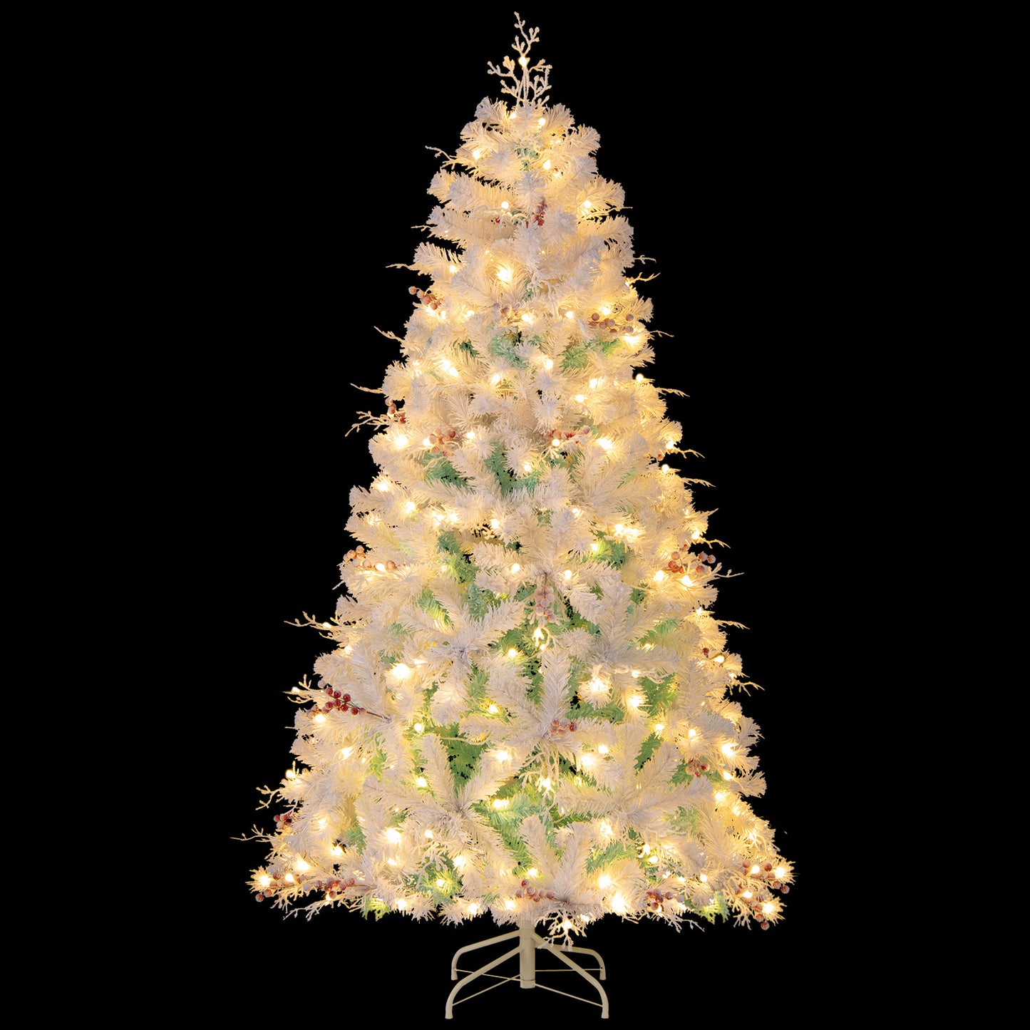Pre-Lit Artificial Christmas Tree with Snow Flocked Branch Tips-S, White Christmas at Gallery Canada