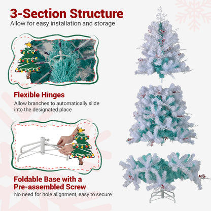 Pre-Lit Artificial Christmas Tree with Snow Flocked Branch Tips-S, White Christmas at Gallery Canada