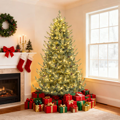 Pre-Lit Artificial Christmas Tree with Multicolored LED Lights-M