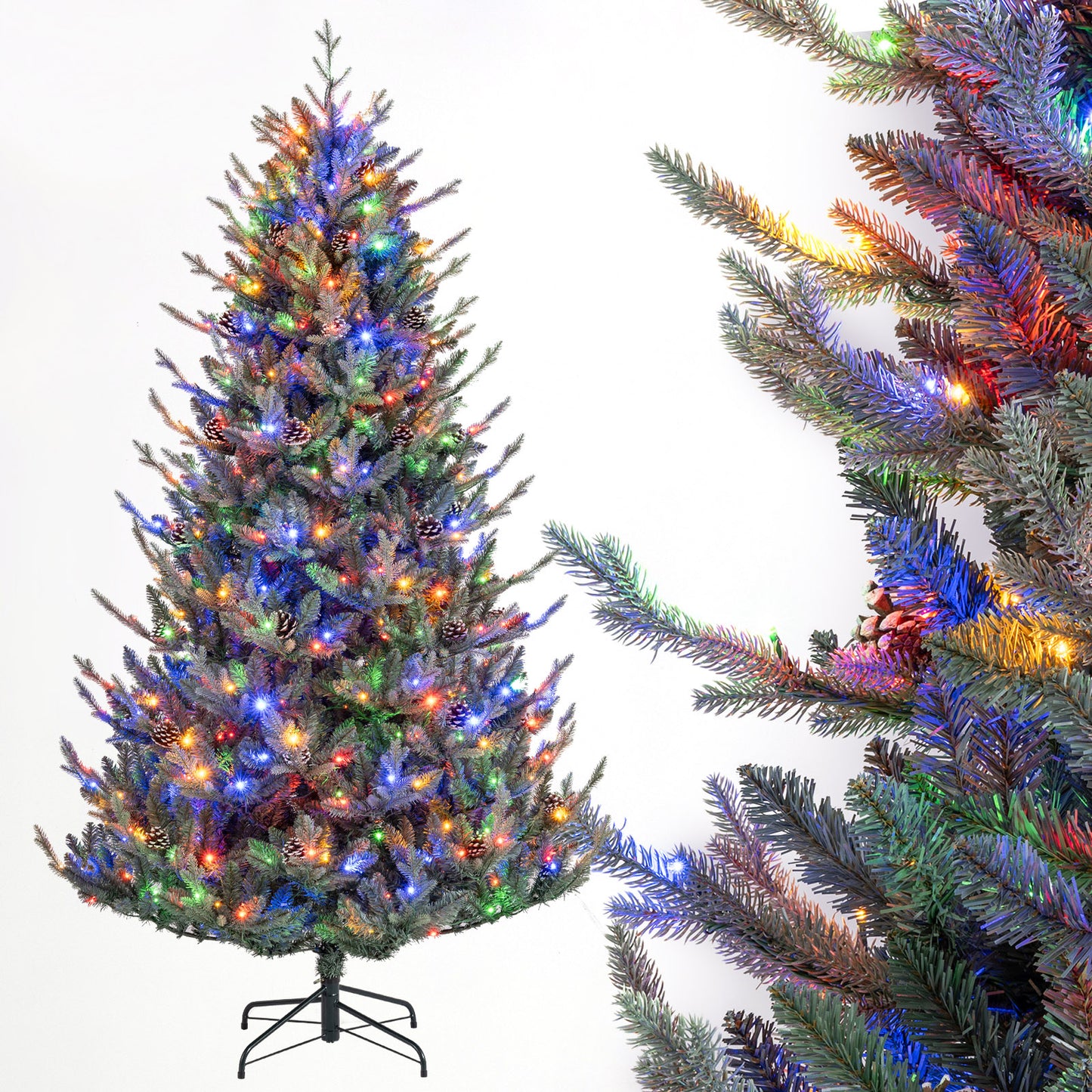 Pre-Lit Artificial Christmas Tree with Multicolored LED Lights-M