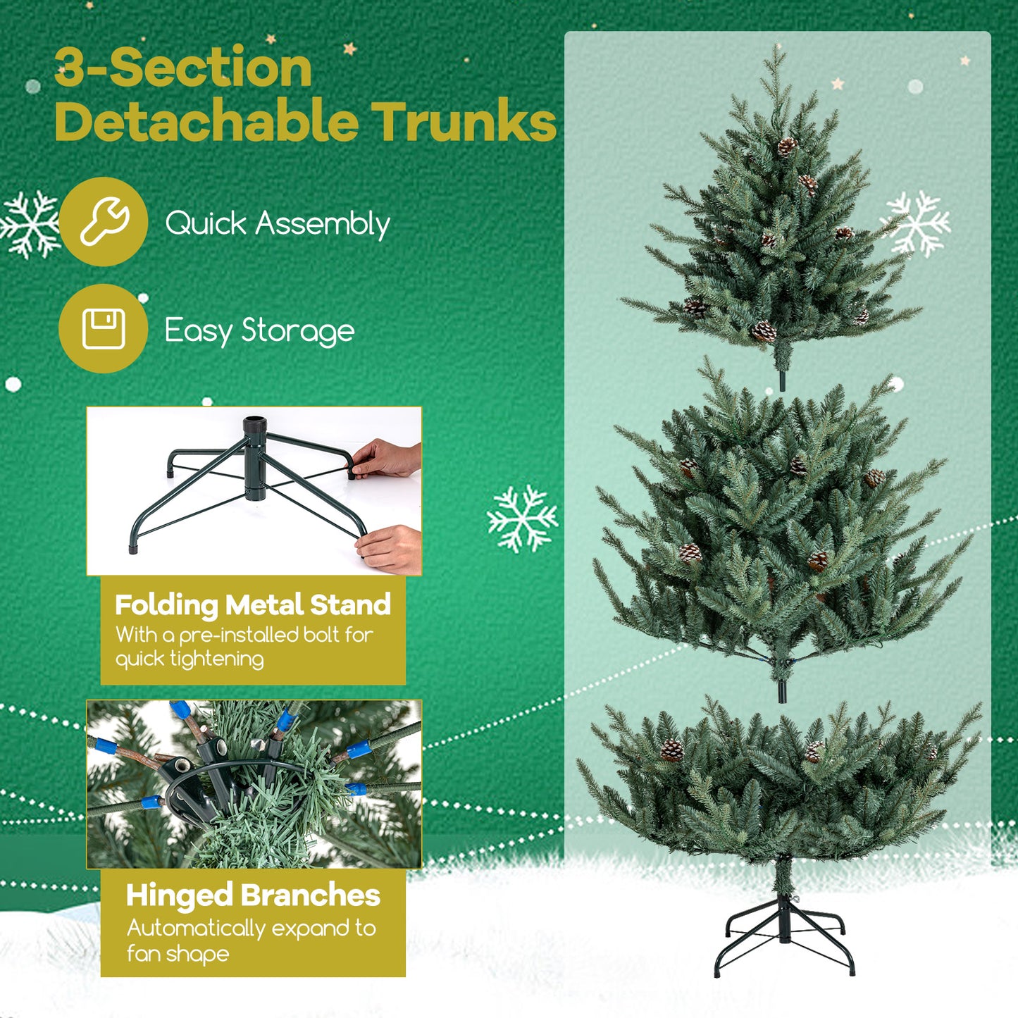 Pre-Lit Artificial Christmas Tree with Multicolored LED Lights-M