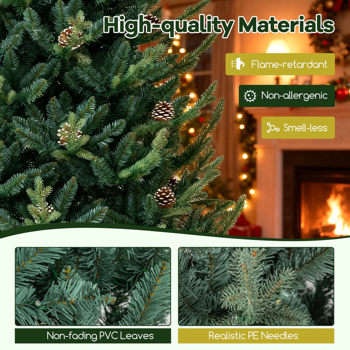 Pre-Lit Artificial Christmas Tree with Multicolored LED Lights-M